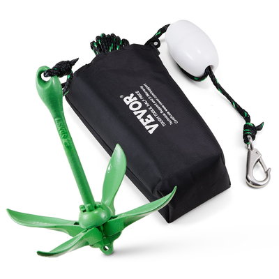 VEVOR Kayak Anchor Kit, 3,5 lb Paddle Board Anchor Kit με 26,2 ft/8 m σχοινί και σημαδούρα, πτυσσόμενη μικρή άγκυρα σκάφους με τσάντα αποθήκευσης και άγκιστρο, αξεσουάρ καγιάκ για καγιάκ, μικρά σκάφη, κανό