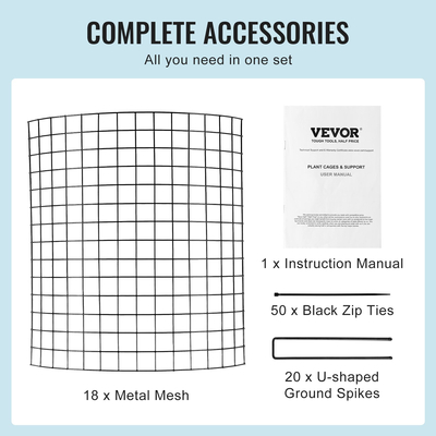 VEVOR 6 Pack Plant Protector from Animals 12,6&#039;&#039; Διάμετρος. x 14&#039;&#039; H Μεταλλικό Κλουβί φυτών