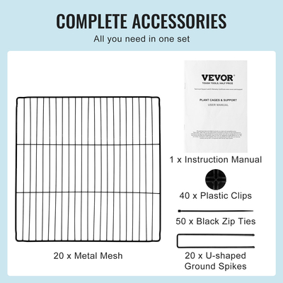 VEVOR 5 Pack Plant Protector from Animals 15,35&#039;&#039; x 15,35&#039;&#039; Metal Plant Cage