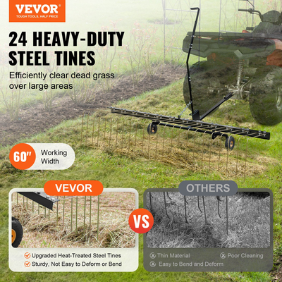 VEVOR Tow Behind Dethatcher 60&quot; Lan Dethatcher Rake για ATV ή Mower 24 Tines