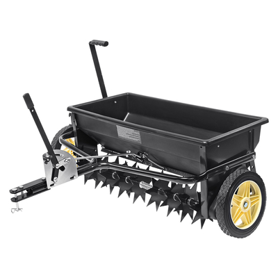 VEVOR Broadcast Spreader, 100 LB Tow Behind Poly Drop Spreader με 10&quot; τροχούς, Steel Spike Aerator, Fertilizer Spreader, Garden Seder και Salt Spreader, για κατοικίες, αγρόκτημα, σκληρό έδαφος, μαύρο