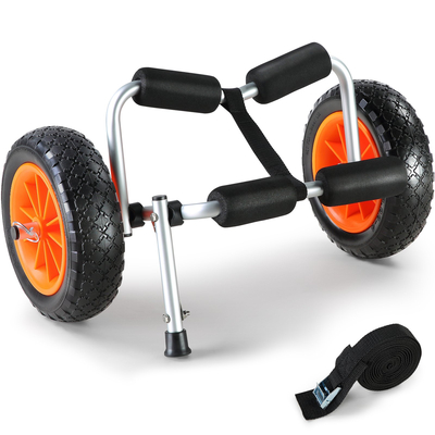 Καρότσι καγιάκ VEVOR Heavy Duty, χωρητικότητα φόρτωσης 250 λίβρες, αναδιπλούμενο καρότσι κανόε με μασίφ ελαστικά 10 ιντσών, αντιολισθητικό πόδι στήριξης &amp; ιμάντα πρόσδεσης, για καγιάκ Canoes Paddleboards Float Mats Jon Boats