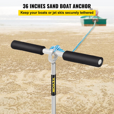 VEVOR Sand Anchor, μήκους 36\&quot; τρυπάνι μέχρι την παραλία και Sandbar, 316 ανοξείδωτη άγκυρα με βίδα με αφαιρούμενη λαβή, γραμμή Bungee &amp; τσάντα μεταφοράς, για τζετ σκι PWC Pontoon Kayak