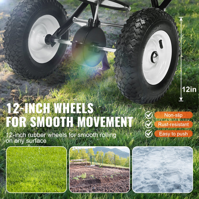 VEVOR Broadcast Spreader, 100 LB Walk-Behind Turf Spreader με 12&quot; τροχούς, Steel Push Fertilizer Spreader, Garden Seder και Salt Spreader, Σχεδιασμένο για κατοικίες, αγροκτήματα και σκληρό έδαφος, μαύρο