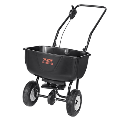 VEVOR Broadcast Spreader, 60 LB Walk-Behind Turf Spreader με 8&quot; τροχούς, Steel Push Fertilizer Spreader, Garden Seder και Salt Spreader, Σχεδιασμένο για κατοικίες, αγροκτήματα και σκληρά εδάφη, μαύρο