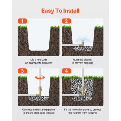 Χυτοσίδηρος VEVOR Frost Proof Yard Hydrant 63&#039;&#039; Μήκος 36&#039;&#039; Βάθος Θάψεως Βαρέων καθηκόντων Χυτοσίδηρος