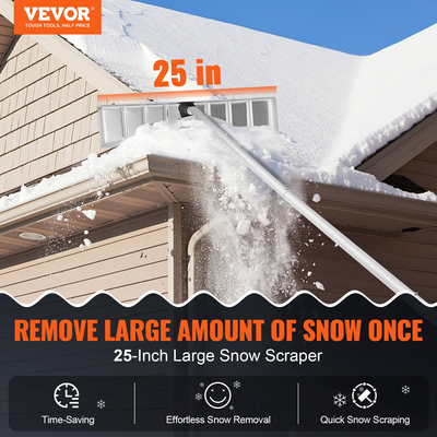 VEVOR Snow Roof Rake, 25&quot; Blade Snow Removal Tool, 21ft Reach Αλουμινένιο φτυάρι οροφής, ρολόι για προστασία οροφής, αντιολισθητική λαβή λαβής, εύκολη εγκατάσταση και χρήση για στέγη σπιτιού, χιόνι αυτοκινήτου, βρεγμένα φύλλα