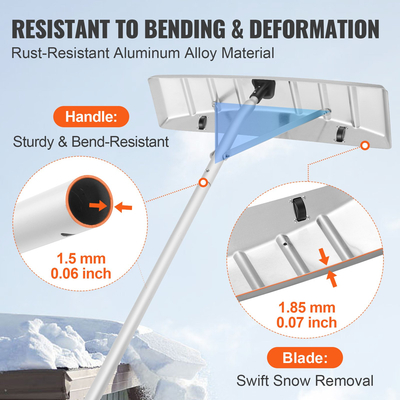 VEVOR Snow Roof Rake, 25&quot; Blade Snow Removal Tool, 21ft Reach Αλουμινένιο φτυάρι οροφής, ρολόι για προστασία οροφής, αντιολισθητική λαβή λαβής, εύκολη εγκατάσταση και χρήση για στέγη σπιτιού, χιόνι αυτοκινήτου, βρεγμένα φύλλα