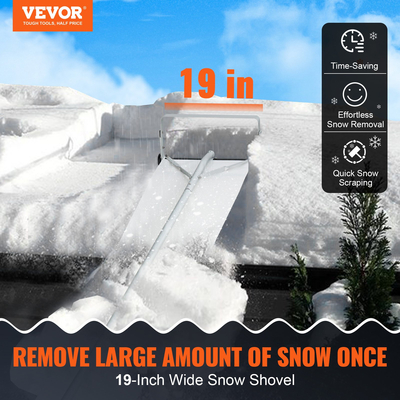 VEVOR Snow Roof Rake, 30ft Reach φτυάρι οροφής αλουμινίου με πανί ολίσθησης, Premium 19&quot; εργαλείο αφαίρεσης χιονιού λεπίδων, χρηματοκιβώτιο στην οροφή με τροχούς, αντιολισθητική λαβή, χρήση για στέγη σπιτιού, χιόνι αυτοκινήτου, βρεγμένα φύλλα