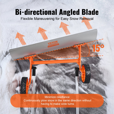 Φτυάρι χιονιού VEVOR με ρόδες, φτυάρι χιονιού 30 ιντσών για Driveway, μεταλλικό φτυάρι χιονιού για αφαίρεση χιονιού, ωστικό φτυάρι βαρέως τύπου με φαρδιά λεπίδα και λαβή από κράμα αλουμινίου σε σχήμα U