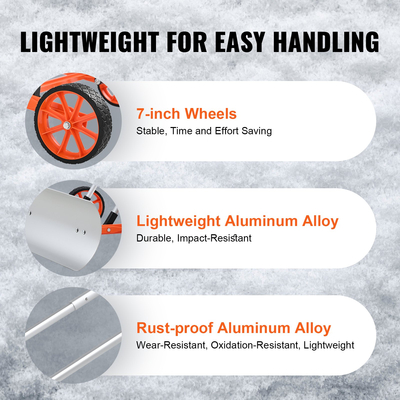 Φτυάρι χιονιού VEVOR με ρόδες, φτυάρι χιονιού 30 ιντσών για Driveway, μεταλλικό φτυάρι χιονιού για αφαίρεση χιονιού, ωστικό φτυάρι βαρέως τύπου με φαρδιά λεπίδα και λαβή από κράμα αλουμινίου σε σχήμα U