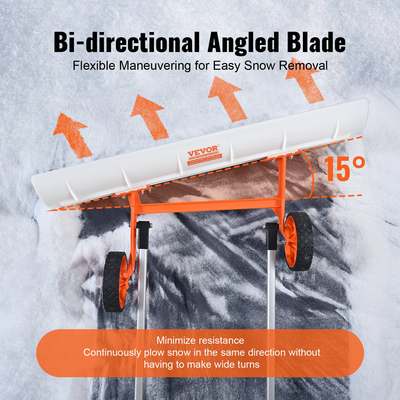 Φτυάρι χιονιού VEVOR με ρόδες, Φτυάρι χιονιού 37 ιντσών για Driveway, ABS Φτυάρι χιονιού για αφαίρεση χιονιού, ωστικό φτυάρι βαρέως τύπου με φαρδιά λεπίδα και λαβή από κράμα αλουμινίου σε σχήμα U