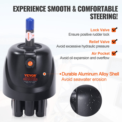 VEVOR Hydraulic Outboard Steering Kit, 150HP, Marine Boat Hydraulic Steering System, με κύλινδρο αμφίδρομης κλειδαριάς αντλίας τιμόνι και υδραυλικό σωλήνα διεύθυνσης 26 ποδιών, για μονοκινητήρια σκάφη ενός σταθμού