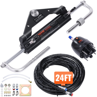 VEVOR Hydraulic Outboard Steering Kit, 150HP, Marine Boat Hydraulic Steering System, με κύλινδρο αμφίδρομης κλειδαριάς αντλίας τιμόνι και υδραυλικό σωλήνα διεύθυνσης 24 ποδιών, για μονοκινητήρια σκάφη μονού σταθμού