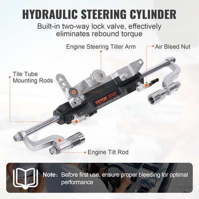 VEVOR Hydraulic Outboard Steering Kit, 300HP, Marine Boat Hydraulic Steering System, με κύλινδρο αμφίδρομης κλειδαριάς αντλίας τιμόνι και υδραυλικό σωλήνα διεύθυνσης 26 ποδιών, για μονοκινητήρια σκάφη ενός σταθμού