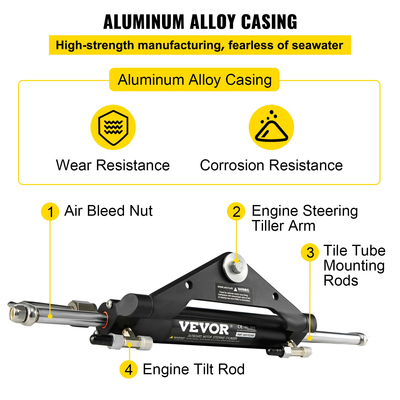 VEVOR Υδραυλικός κύλινδρος τιμονιού HC4645H Υδραυλική εξωλέμβια βάση για κύλινδρο διεύθυνσης για σκάφη έως 150 ίππων