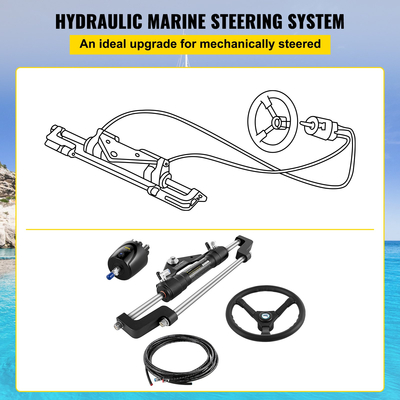 VEVOR Hydraulic Outboard Steering Kit 300HP, Hydraulic Steering Kit Αντλία κράνους, Υδραυλικό κιτ διεύθυνσης σκάφους με υδραυλικό σωλήνα διεύθυνσης 22 ποδιών για σύστημα διεύθυνσης σκάφους