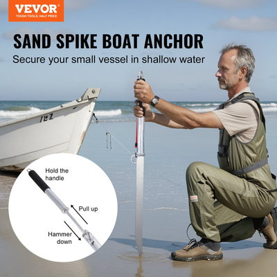 Στύλος άγκυρας βάρκας VEVOR Sand Spike, 36&quot; γαλβανισμένος ανθρακούχο χάλυβας άγκυρας αγκύρωσης ακτή, αυτοσφυρηλάτηση άγκυρα παραλίας για καγιάκ Jetski Pontoon Small Boat, με τσάντα αποθήκευσης Oxford και κορδόνι bungee