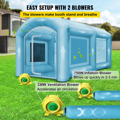VEVOR 13 x 8 x 7FT Φουσκωτό Θάλαμο Σπρέυ Σκηνή Φουσκωτό Θάλαμο Βαφής Σκηνή Θαλάμου Βαφής Αυτοκινήτου Giant Workstation 210D Oxford Fabric with 2 Blowers