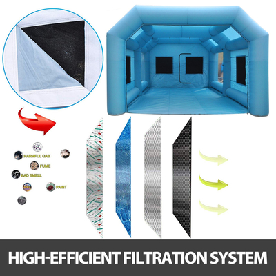 Φουσκωτή σκηνή VEVOR 19.7x9.8x8.2Ft Φουσκωτός θάλαμος ψεκασμού Προσαρμοσμένη σκηνή Φουσκωτός θάλαμος βαφής Σκηνή Θάλαμος βαφής αυτοκινήτου Giant Workstation 210D Oxford Fabric with 2 Blowers