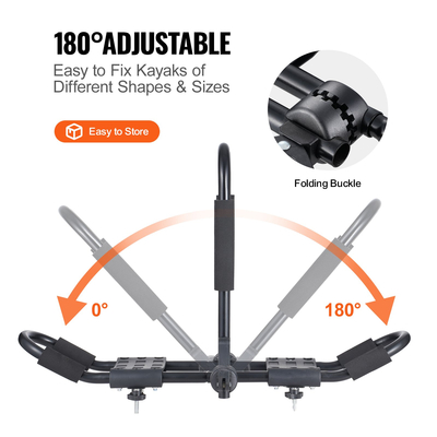 VEVOR Kayak Roof Rack 1 Pair J-Bar, Soft Roof Rack, Top Mount Tie Down, Carrier for kayak, Surf Board, Canoe, SUP, Ski Board, Mount on Car, SUV, Truck, 2 Kayak