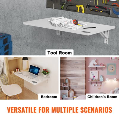 VEVOR Επιτοίχιο Πλωτό Πτυσσόμενο Επιτραπέζιο Γραφείο Φορητού Οικίας 23,62x15,75 ίντσες