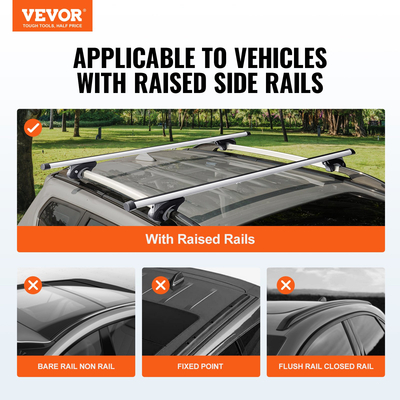 VEVOR Universal Roof Rack Cross Bars, 54&quot; ράβδοι ράβδου οροφής αλουμινίου, προσαρμοσμένη υπάρχουσα υπερυψωμένη πλευρική ράγα με διάκενο, χωρητικότητα 200 lbs, ρυθμιζόμενες ράβδοι με κλειδαριές, για SUV, Sedan και Van