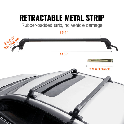 VEVOR Universal Roof Rack Cross Bars, Aluminium Roof Rack Crossbars, Fit Roof without Side Rail, 155 lbs, Load Capacity, Ρυθμιζόμενες ράβδους γυμνής οροφής με κλειδαριές, για SUV, Sedan και Van