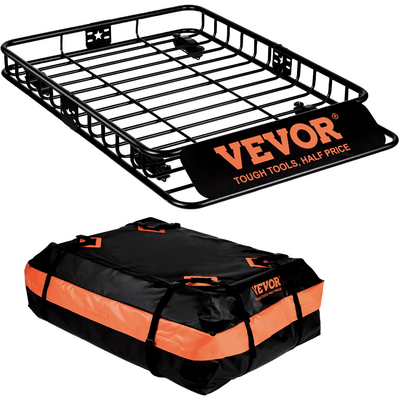 Καλάθι φορτίου VEVOR Roof Rack, 130,5 x 91,5 x 12,7 cm Μεταφορέας φορτίου στον τελευταίο όροφο με αδιάβροχη τσάντα φορτίου 15 Cu Ft, 90 kg Χωρητικότητα Universal Rack Carrier for SUV, Truck