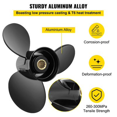 Έλικας εξωλέμβιου σκάφους VEVOR, Αντικατάσταση για OEM 765183, 3 λεπίδες 13 1/4\&quot; x 17\&quot; Βήμα αλουμινίου έλικα σκάφους, συμβατό με 40-140 ίππους 2-stroke Evinrude εξωλέμβια, με 13 σφήνες δοντιών, RH