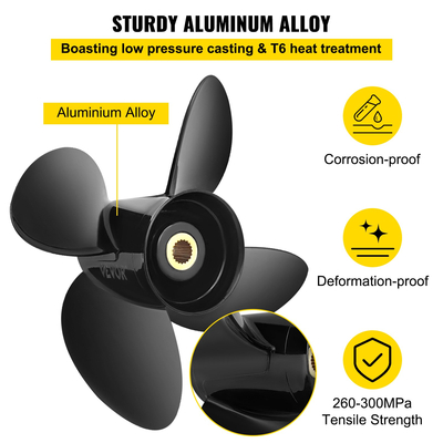 Εξωτερική προπέλα VEVOR, Αντικατάσταση για OEM 3587522, 4-Blade 14 1/4\&quot; x 19\&quot; Προπέλα αλουμινίου σκάφους, συμβατή με Volvo Penta SX Drive Όλα τα μοντέλα, με 19 σφήνες δοντιών, RH