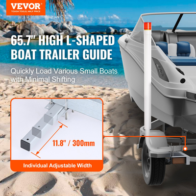 VEVOR Boat Trailer Guide, 1,57M with LED Light Trailer Guide Poles, 2PCS Rustproof Galvanized Steel Guide on trailer ons, Trailer Guides with PVC Pipes, for Ski Boat, Fishing Boat or Sailboat Trailer
