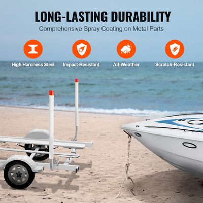 VEVOR Boat Trailer Guide, 1,57M with LED Light Trailer Guide Poles, 2PCS Rustproof Galvanized Steel Guide on trailer ons, Trailer Guides with PVC Pipes, for Ski Boat, Fishing Boat or Sailboat Trailer