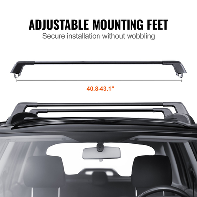 VEVOR Universal Roof Rack Crossbar Max 48,4&quot; Ταιριάζει σε αυλακωτές πλαϊνές ράγες χωρίς διάκενο