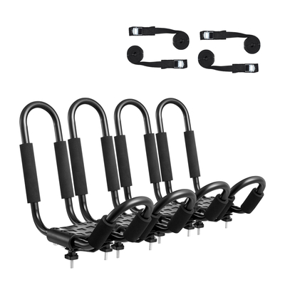 VEVOR Kayak Roof Rack 2 Pairs J-Bar, Soft Roof Rack, Top Mount Tie Down, Carrier for kayak, Surf Board, Canoe, SUP, Ski Board, Mount on Car, SUV, Truck, 2 Kayak