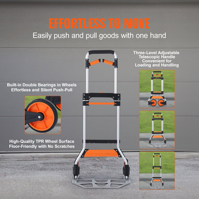 Πτυσσόμενο φορτηγό VEVOR, χωρητικότητα φόρτωσης 309 λίβρες, φορητό καρότσι αλουμινίου, μετατρέψιμο φορτηγό χειρός και κούκλα με τηλεσκοπική λαβή και τροχούς PP+TPR, εξαιρετικά ελαφρύ, εξαιρετικά ισχυρό για μετακίνηση αποθήκης