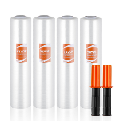 VEVOR Stretch Film, 15 ίντσες x 1000 πόδια, 4 Pack, 60 Gauge Industrial Strength Clear ανθεκτικό Stretch Roll Wrap, Heavy Duty Shrink Stretch Wrap with Handles for Pallet Rrapping Shipping Moving