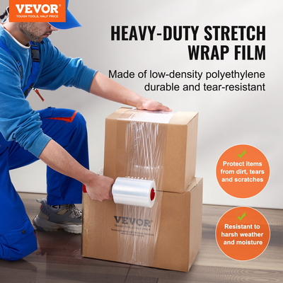 VEVOR Stretch Film, 5 ίντσες x 1000 πόδια, 2 Pack, 80 Gauge Industrial Strength Clear ανθεκτικό ελαστικό ρολό περιτύλιξης, βαρέως τύπου Shrink Film Stretch Wrap με λαβές για τύλιγμα παλέτας Αποστολή Μετακίνηση
