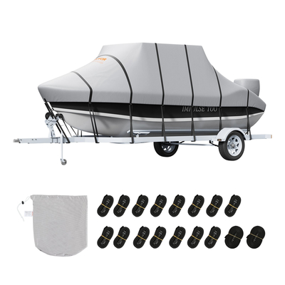 VEVOR T Top Boat Cover, 24&#039;-26&#039; Αδιάβροχο Trailerable T-Top Cover Boat, 600D Marine Grade PU Oxford, με αντιανεμικούς ιμάντες πόρπης, για σκάφος κεντρικής κονσόλας με T Top Roof, Ταιριάζει 24&#039;-26&#039;L x 106&quot;W , Γκρι