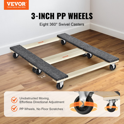 VEVOR Furniture Dolly, 1000 lbs Κάθε χωρητικότητα φόρτωσης, 2 πακέτα, 18&quot; x 30&quot;, 8 x 3&quot; PP περιστρεφόμενοι τροχοί, βαρέως τύπου έπιπλα σκληρού ξύλου Moving Dolly, Mover&#039;s Dolly, Κινητό καρότσι με ρόδες για βαριά έπιπλα