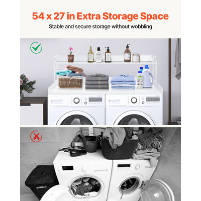 VEVOR Πλυντήριο Στεγνωτήριο Πάγκος με Ράφι 54&quot;x27&quot; Ξύλινο Κάλυμμα Πλυντηρίου Στεγνωτηρίου Λευκό