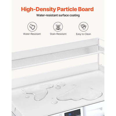 VEVOR Πλυντήριο Στεγνωτήριο Πάγκος με Ράφι 54&quot;x27&quot; Ξύλινο Κάλυμμα Πλυντηρίου Στεγνωτηρίου Λευκό