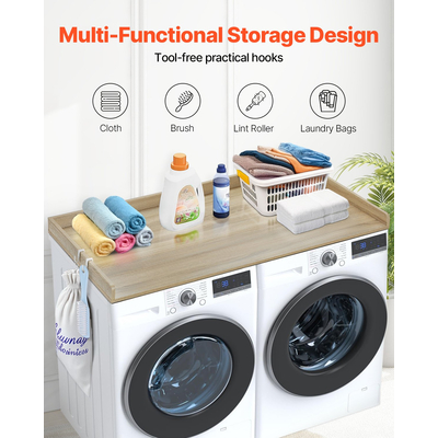 VEVOR Washer Dryer Πάγκος 54&quot; x 27&quot; Ξύλινο πλυντήριο και στεγνωτήριο Topper Oak