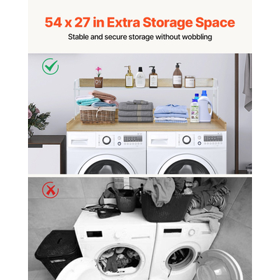 VEVOR Πλυντήριο Στεγνωτήριο Πάγκος με Ράφι 54&quot;x27&quot; Κάλυμμα Ξύλινου Πλυντηρίου Στεγνωτηρίου Δρυς