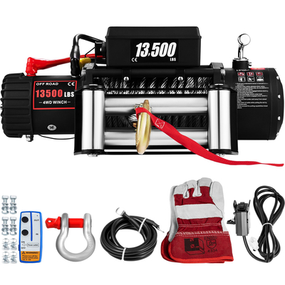 VEVOR Ηλεκτρικό βαρούλκο 13500lb/6123kg, Βαρούλκο ανάκτησης καλωδίων από χάλυβα 12V, βαρούλκο με ασύρματο τηλεχειριστήριο, ρολό με τιμόνι και ισχυρό μοτέρ για σκάφη, UTV, αξεσουάρ ATV Wrangler