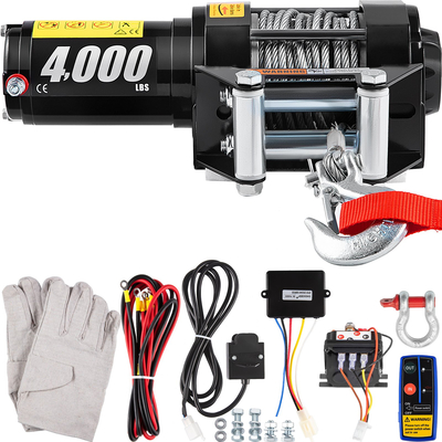 Βαρούλκο VEVOR 12V 4000 lb με ασύρματο τηλεχειριστήριο, ηλεκτρικό βαρούλκο με καλώδιο από ανθεκτικό χάλυβα μήκους 10 m 32,8 ποδιών