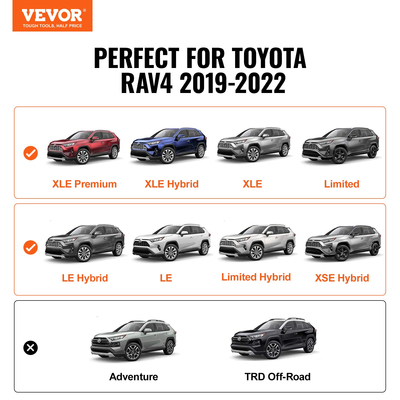 Σταυρωτές ράβδους οροφής VEVOR, συμβατές με Toyota RAV4 2019-2023, χωρητικότητα φόρτωσης 260 λίβρες, αντισκωριακές ράβδους αλουμινίου με κλειδαριές, φορέας αποσκευών φορτίου στον τελευταίο όροφο (Δεν είναι κατάλληλος για Adventure/TRD εκτός δρόμου)