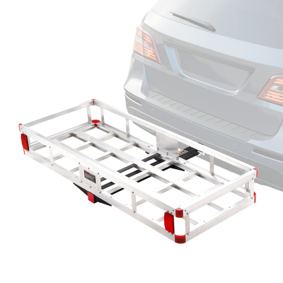VEVOR 49.4 x 22.4 x 7.1 in Hitch Carrier, 500lbs Loading Capacity Trailer Hitch Mounted Cargo, Αντισκωριακή σχάρα μεταφοράς αποσκευών από αλουμίνιο Ταιριάζει σε δέκτη κοτσαδόρου 2&quot; για SUV Truck Pickup Camping