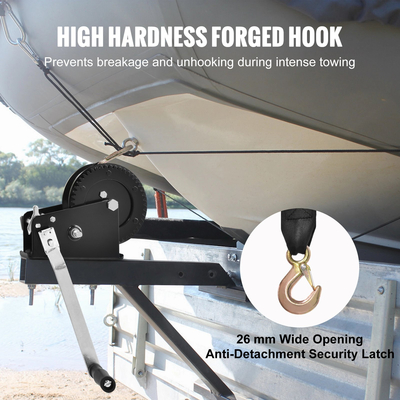 Βαρούλκο χειρός VEVOR, χωρητικότητα έλξης 3500 λίβρες, Βαρούλκο ρυμουλκούμενου σκάφους Βαρούλκο βαρέως τύπου σχοινιού με ιμάντα 33 ft και καστάνια διπλής κατεύθυνσης, χειροκίνητο βαρούλκο με μανιβέλα για ρυμούλκηση ρυμουλκούμενου, σκάφους ή ATV