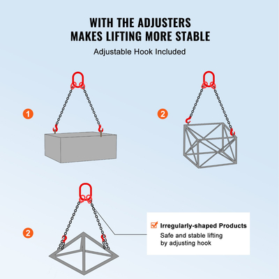 VEVOR 5/16&quot; x 5&#039; Chain Sling 2 Legs G80 Lifting Chain with Grab Hooks 6600 lbs
